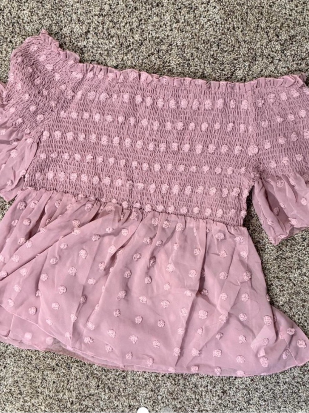 Shein Curve Pink Top Striped W/ Pink Poke-a-dots. Ruffle Sleeves. Sz 3X